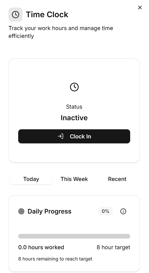 Xcelerator time clock